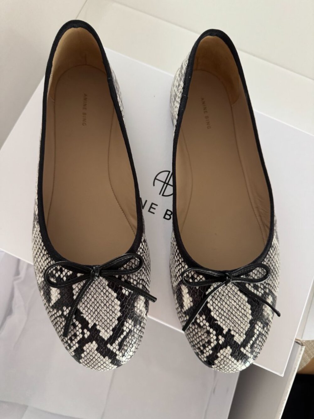 Anine Bing python ballet flats, size 39 - NEW